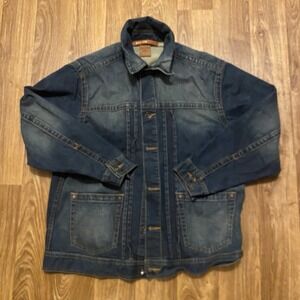 Y2K Sean John‎ Denim Trucker Jacket Men Small Dark Blue Wash P Diddy